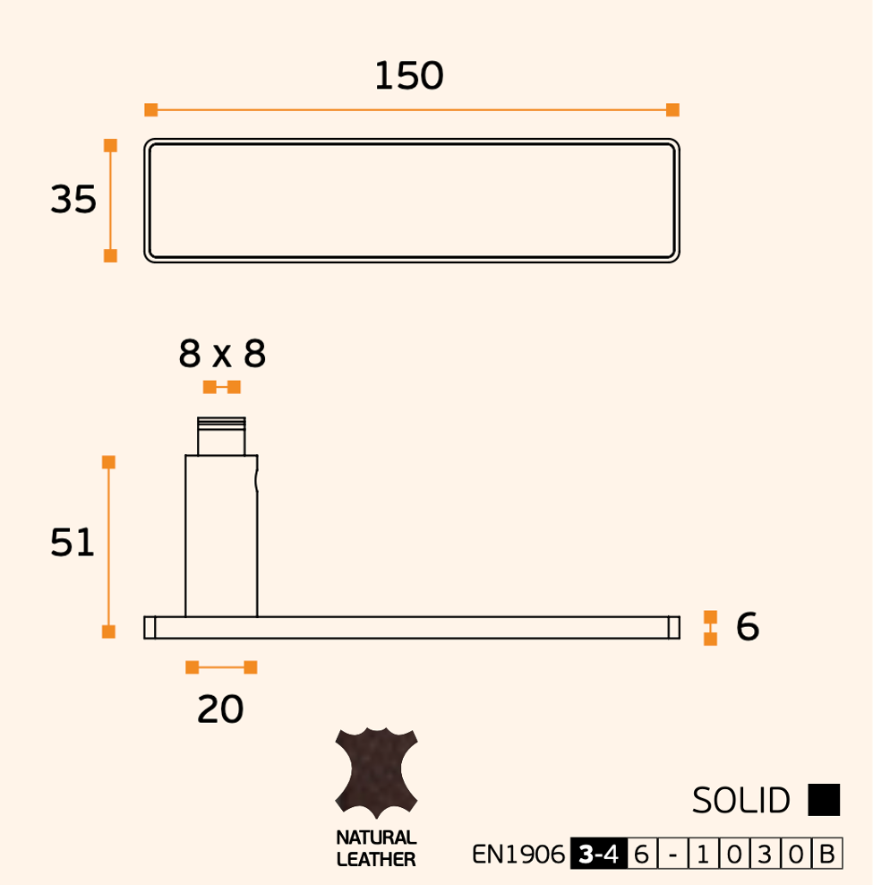 Türgriff FRAME LEDER CAMEL Türgriffe